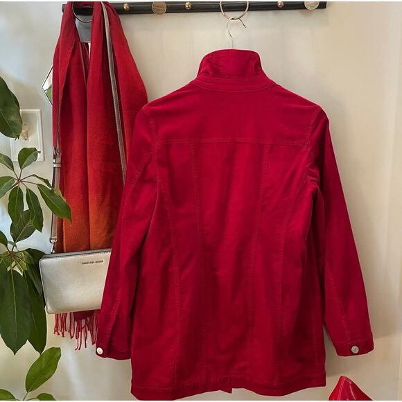 Chico’s Size 0 Medium Red Velvet Utility Jacket | Button Front, Soft Luxe EUC - Picture 2 of 7